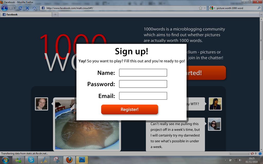 1000words - Sign Up
